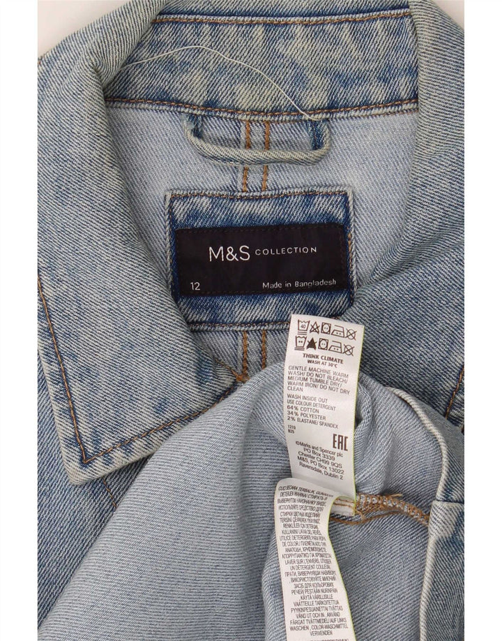 Marks & Spencer Dame Loose Fit denimjakke UK 12 Medium Blue Cotton