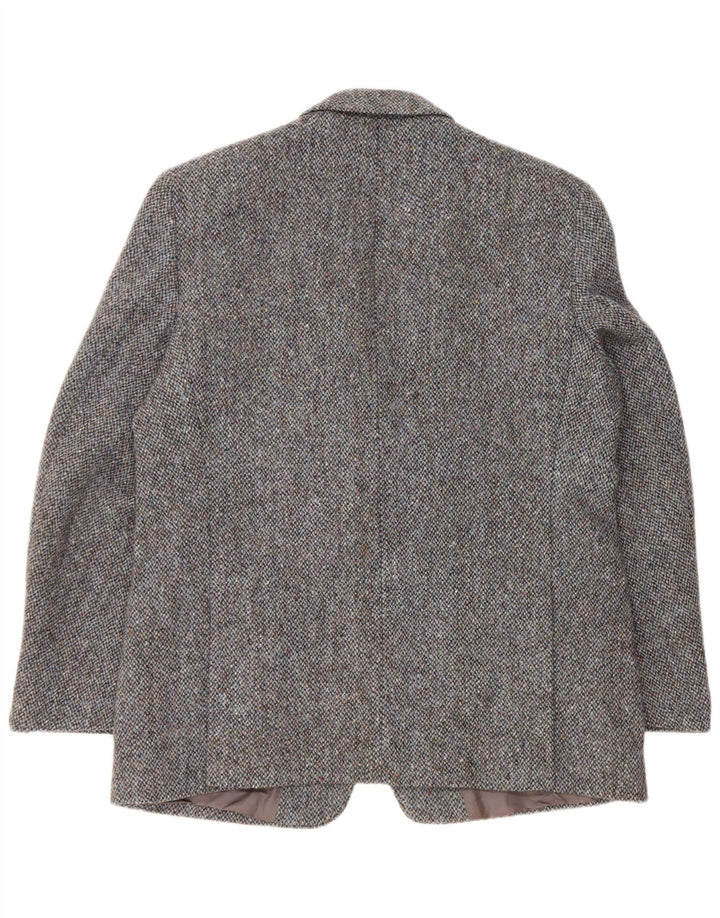 Harris Tweed Herre 2 Button Blazer Jacket UK 44 2XL Blå Flecked Wool
