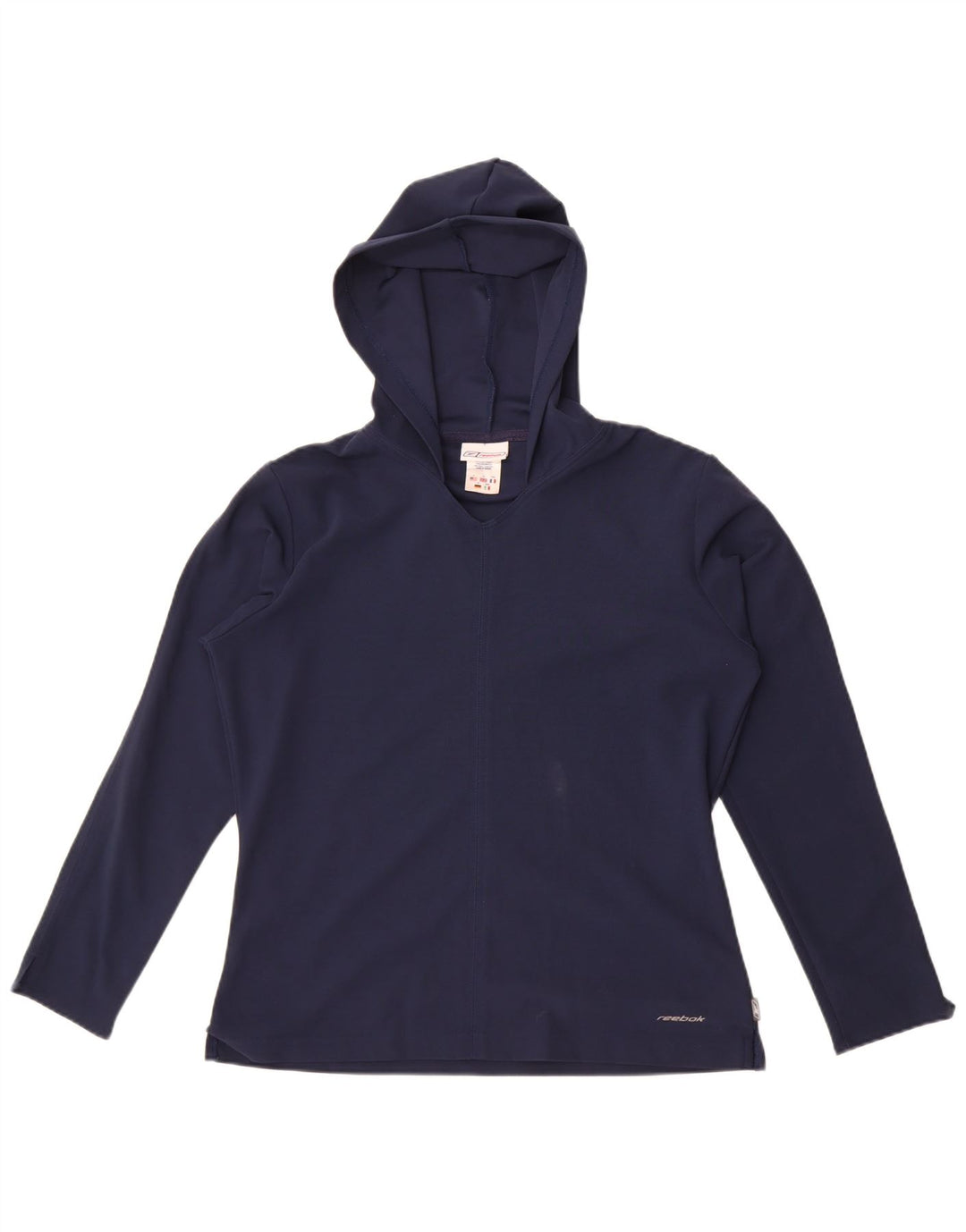 Reebok Dame Hætte Oversized Top Langærmet UK 10 Small Navy Blue