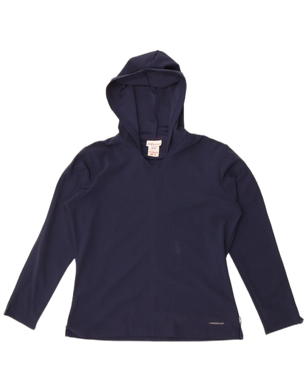 Reebok Dame Hætte Oversized Top Langærmet UK 10 Small Navy Blue