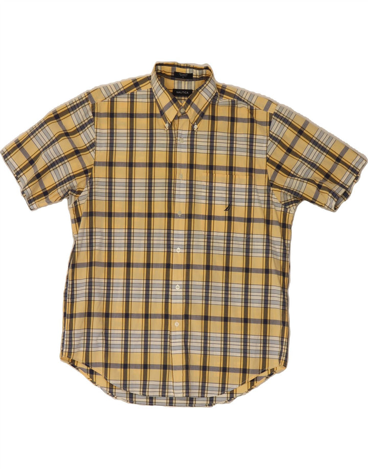 NAUTICA Mens Short Sleeve Shirt Large Yellow Check Cotton Vintage Nautica and Second-Hand Nautica from Messina Hembry 