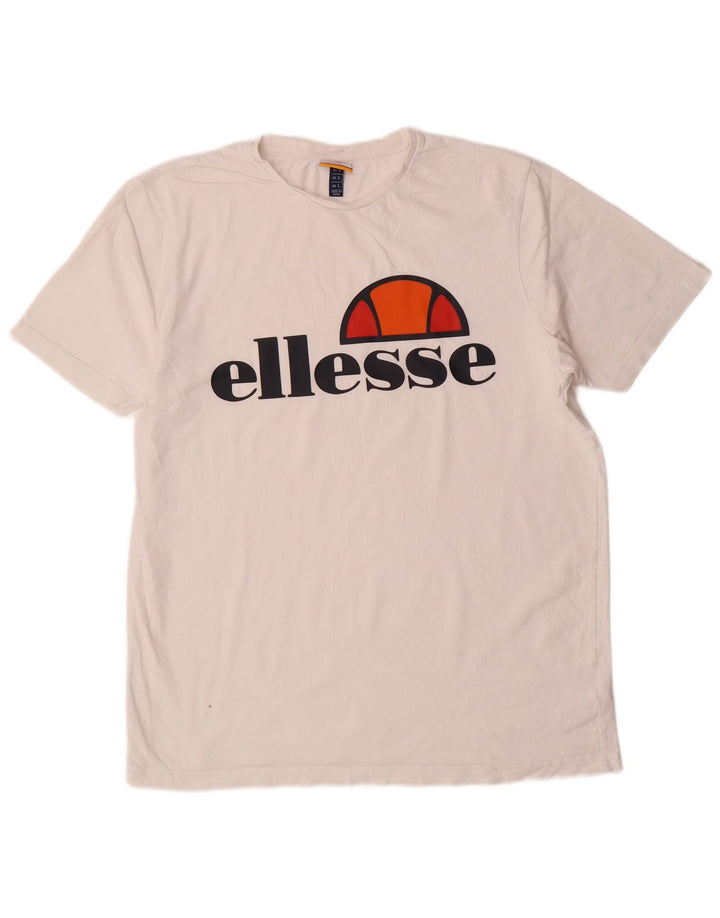 ELLESSE Herre grafisk T-shirt Top Stor hvid bomuld