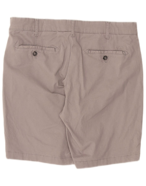 IZOD Herre Salt Vand Chino Shorts W34 Large Grå Bomuld