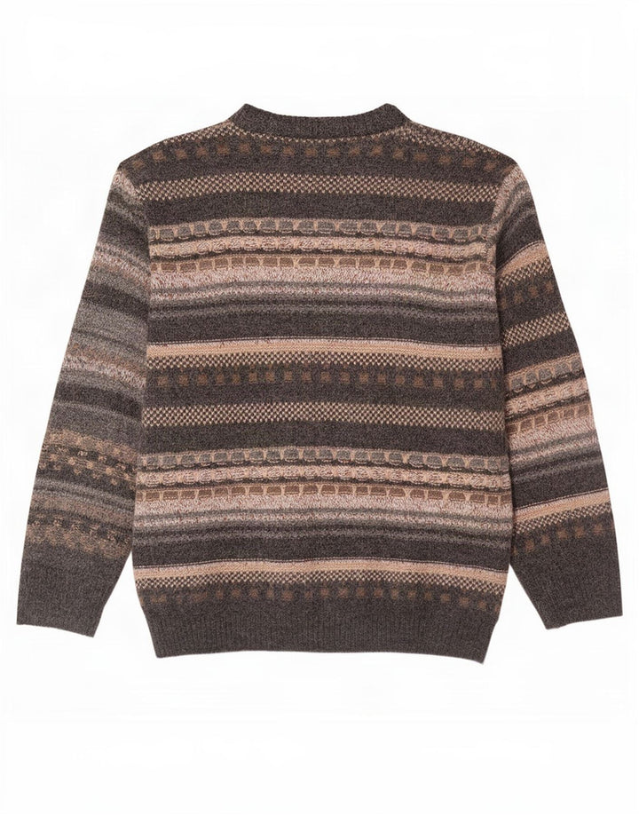 Gianni Alberti Herre Crew Neck Jumper Sweater IT 52 Stor Grå Geometrisk