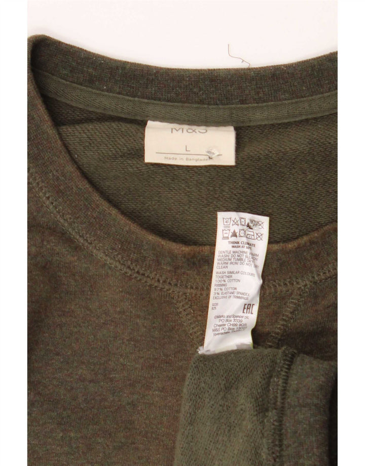 Marks & Spencer Herre Sweatshirt Jumper Stor Khaki Bomuld