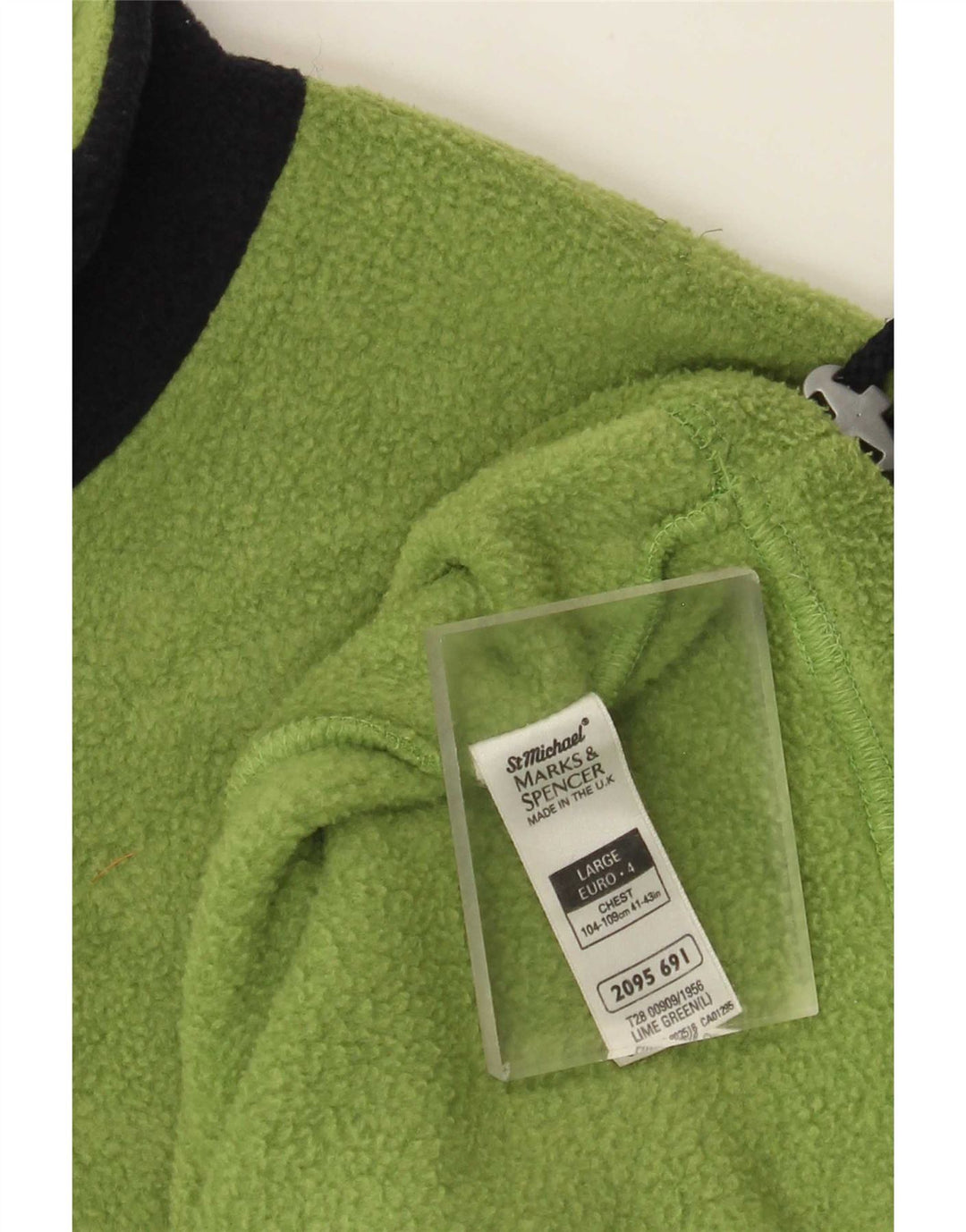 Marks & Spencer Fleece Jumper med lynlås til mænd Stor grøn farveblok