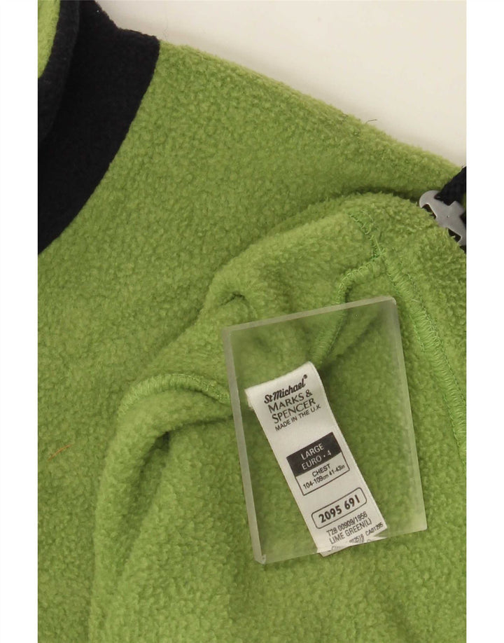 Marks & Spencer Fleece Jumper med lynlås til mænd Stor grøn farveblok