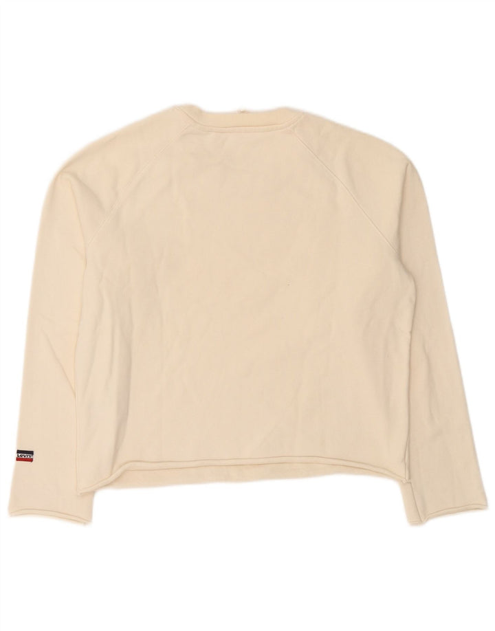 Levi's Dame grafisk sweatshirt Jumper UK 16 Large Off White Bomuld