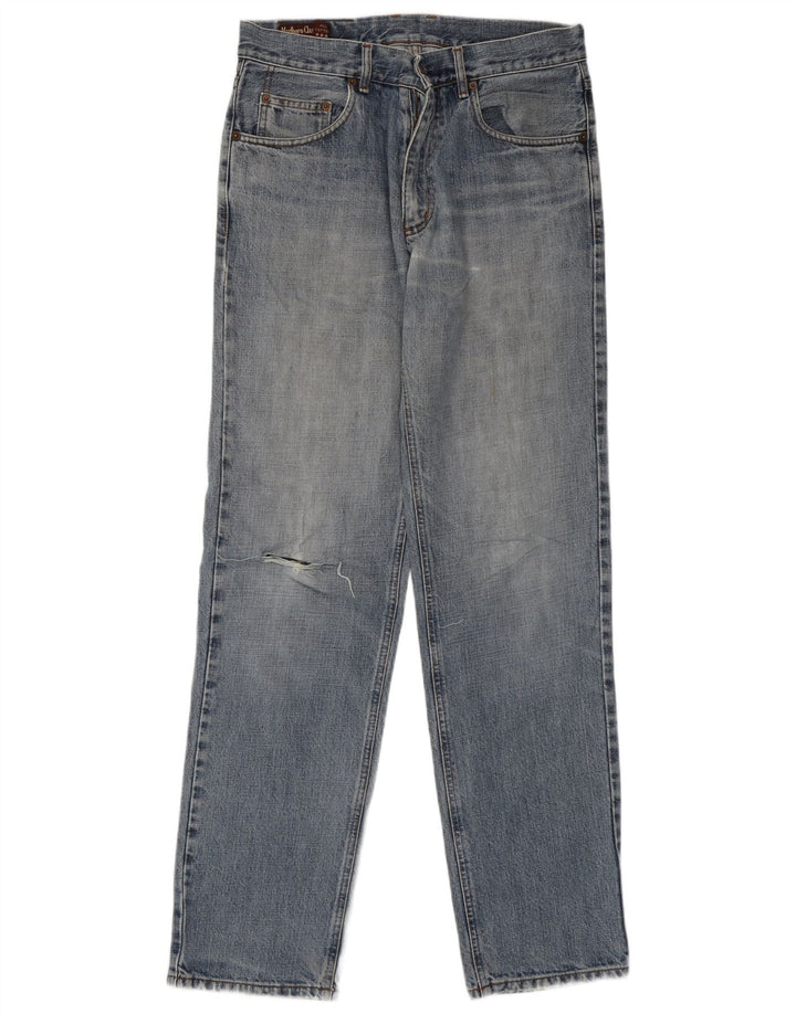 Marlboro Classics Herre Distressed Straight Jeans W32 L34 Blå Bomuld