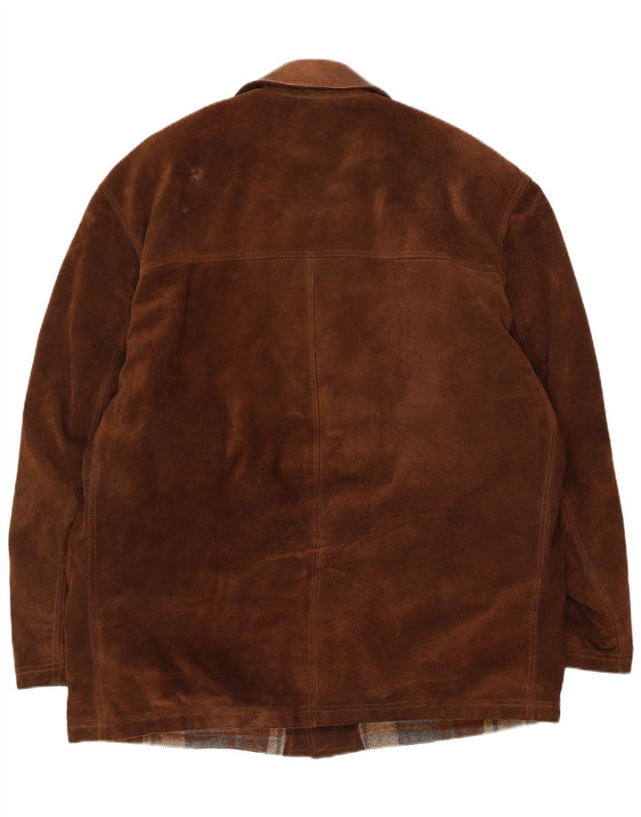 Vintage herre ruskindsjakke IT 54 2XL brunt læder