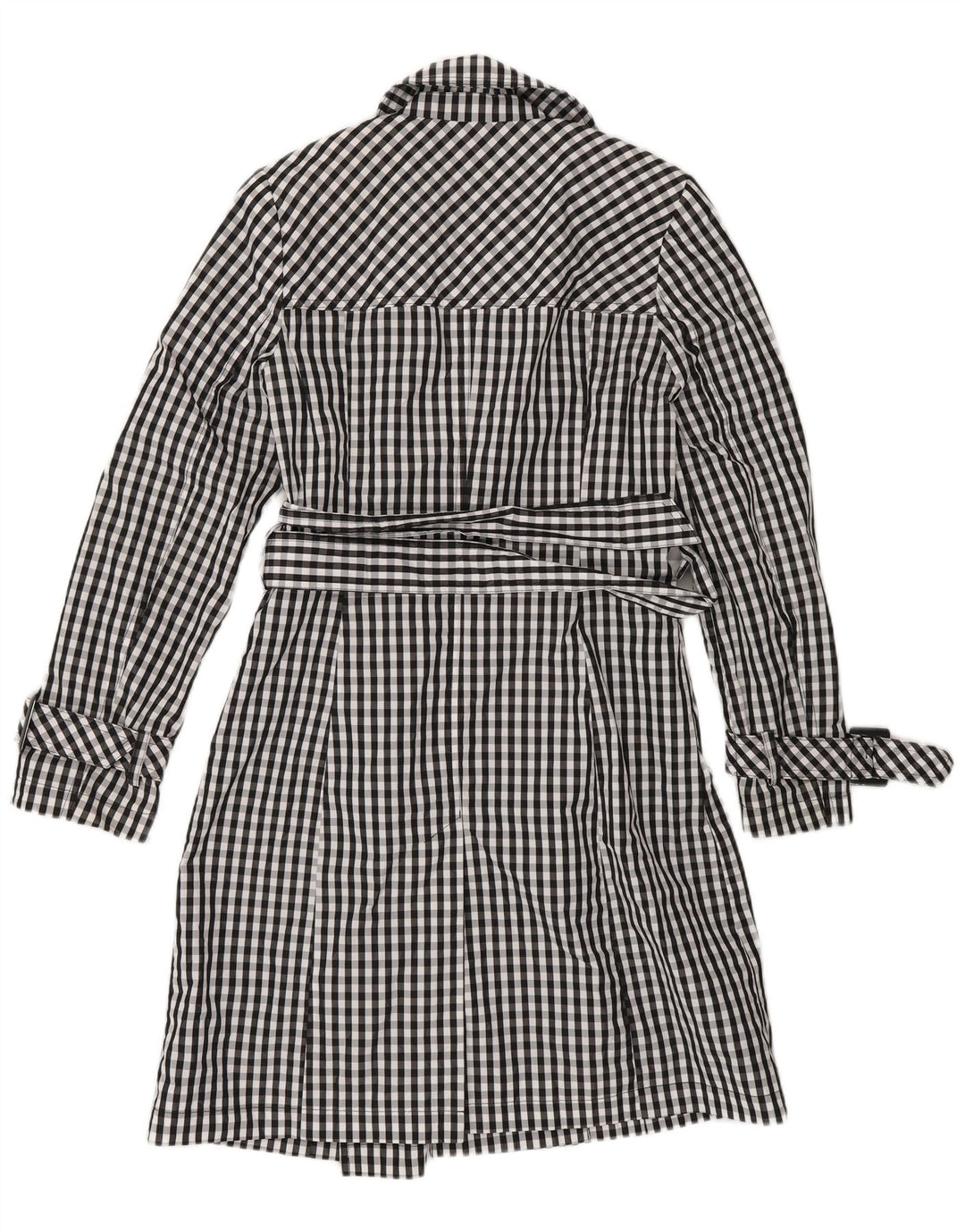 Laura Ashley Womens Trench Coat UK 10 Small Navy Blue Gingham Polychlorid