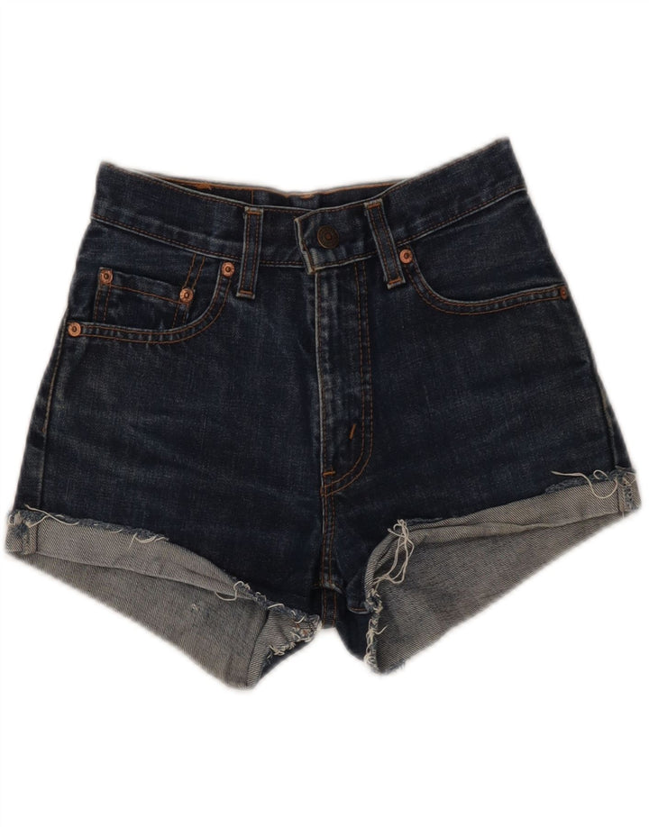 LEVI'S Womens 550 Denim Shorts W25 XS Navy Blue Vintage Levi's and Second-Hand Levi's from Messina Hembry 