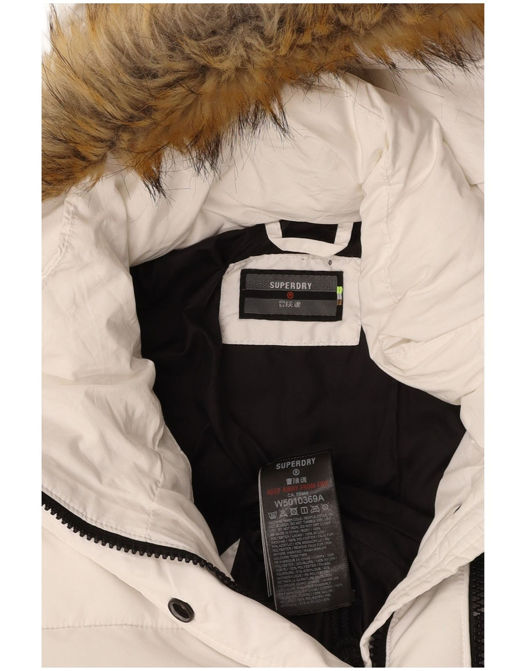 SUPERDRY Polstret hættejakke til kvinder UK 14 Medium White Polyester