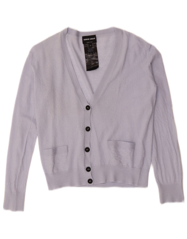 Giorgio Armani Dame Crop Cardigan Sweater IT 42 Medium Lilla Uld