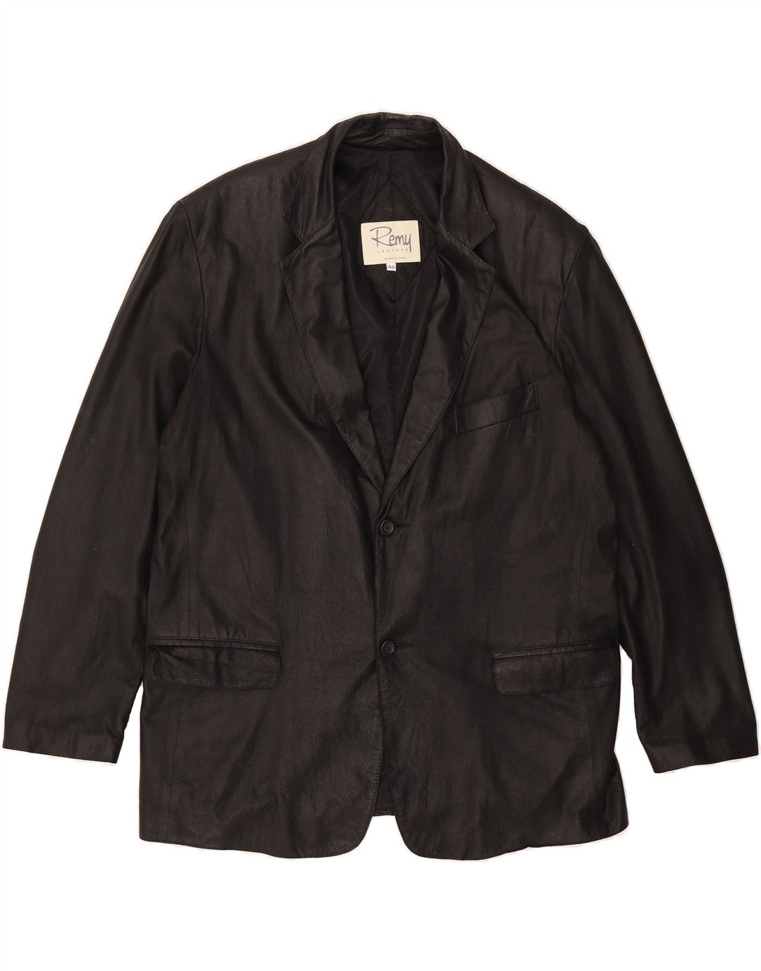 REMY Mens 2 Button Leather Blazer Jacket Size 44 2XL Black Leather Vintage Remy and Second-Hand Remy from Messina Hembry 