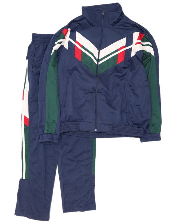 Vintage Herre Regular Fit Fuld træningsdragt Medium Navy Blue Colourblock Sports