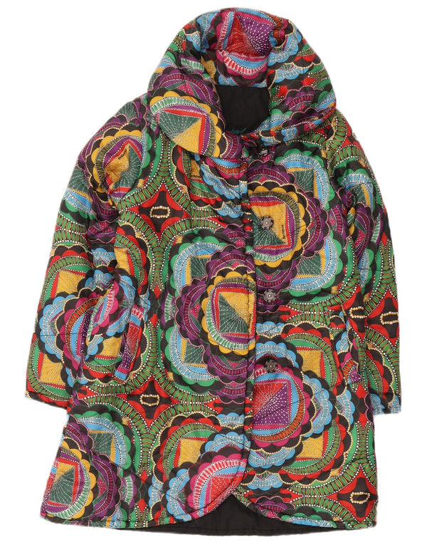 Desigual polstret jakke til kvinder UK 10 Lille flerfarvet geometrisk polyester