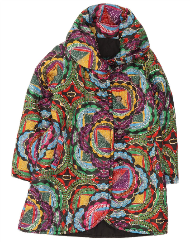 Desigual polstret jakke til kvinder UK 10 Lille flerfarvet geometrisk polyester