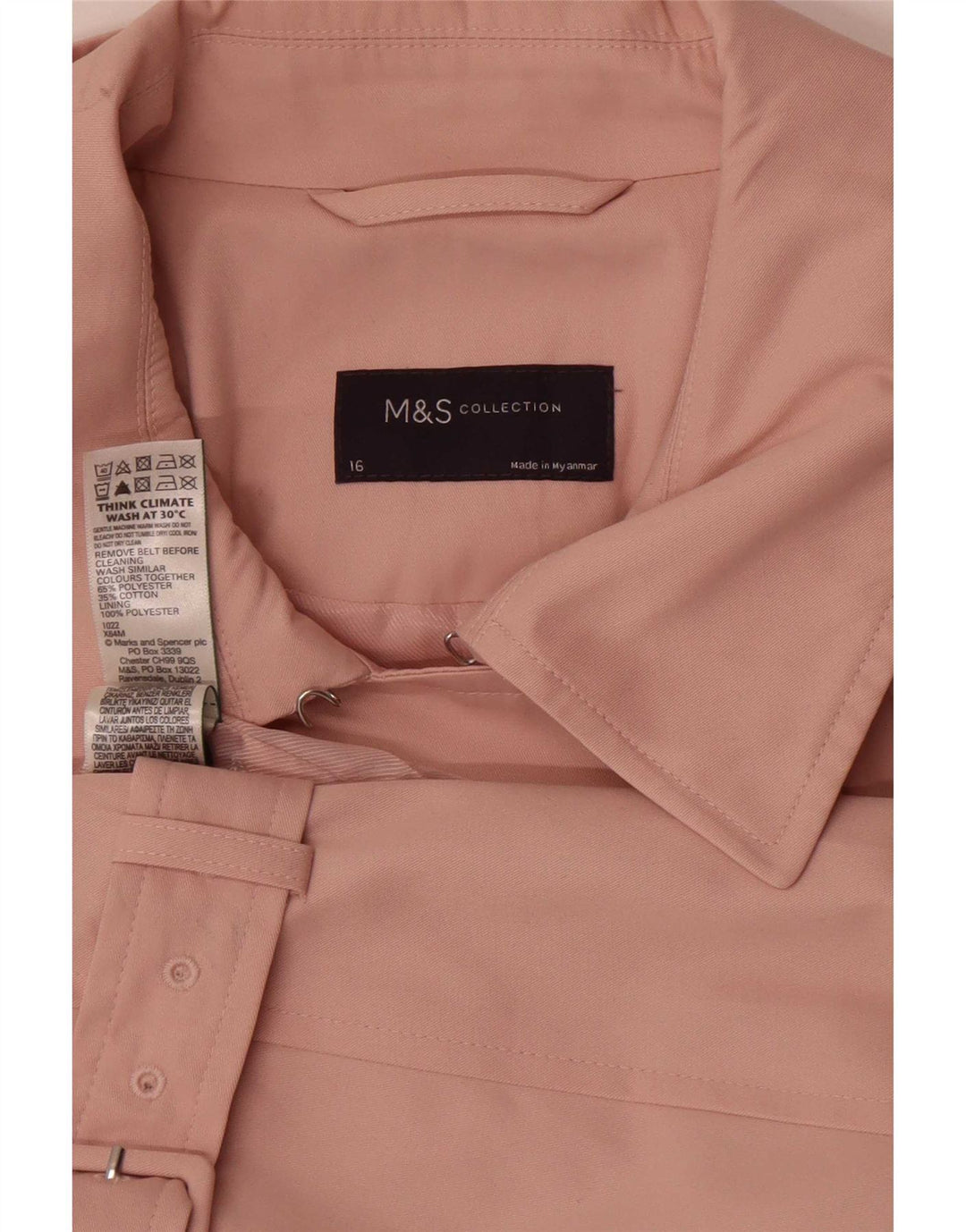 Marks & Spencer Womens Trench Coat UK 16 Large Pink Polyester