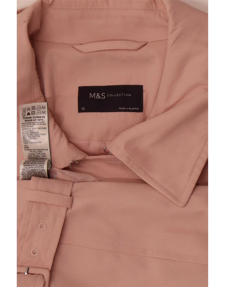 Marks & Spencer Womens Trench Coat UK 16 Large Pink Polyester