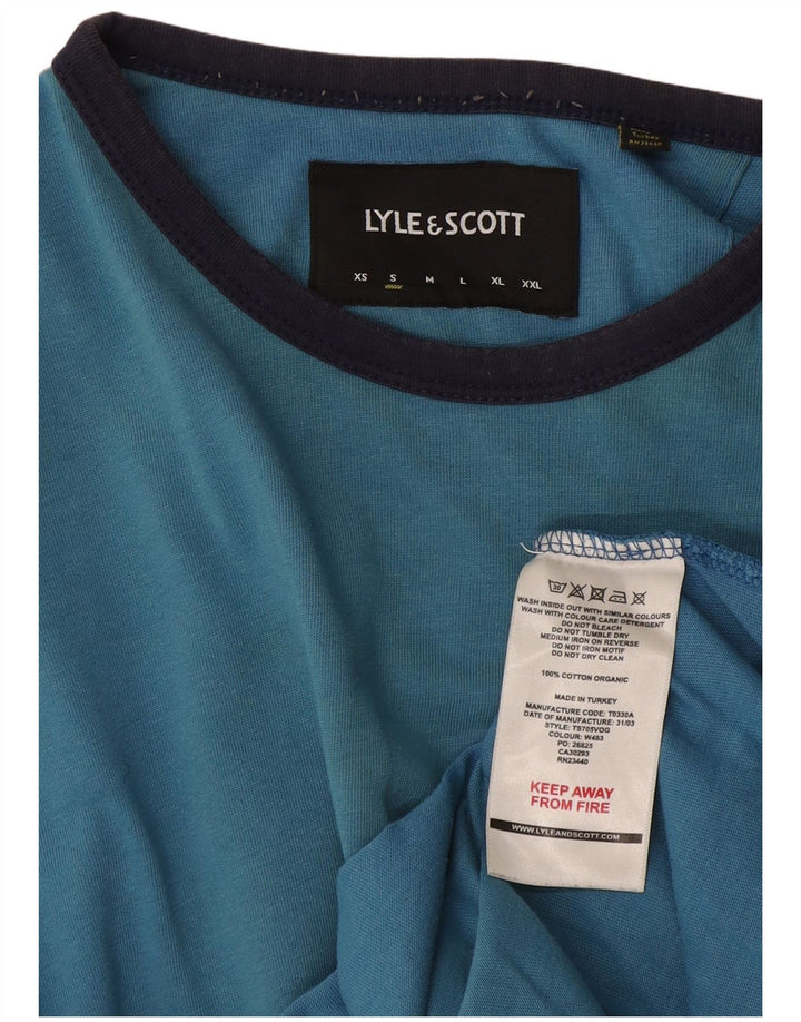 Lyle & Scott Herre T-Shirt Top Lille Blå Colourblock Bomuld