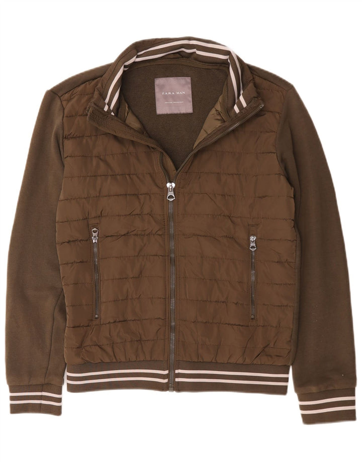 Zara Træningsdragt til mænd Topjakke Medium Khaki Colourblock Polyester