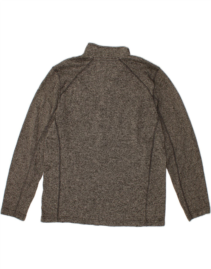 EDDIE BAUER Mens Zip Neck Sweatshirt Jumper Large Grey Flecked Polyester Vintage Eddie Bauer and Second-Hand Eddie Bauer from Messina Hembry 