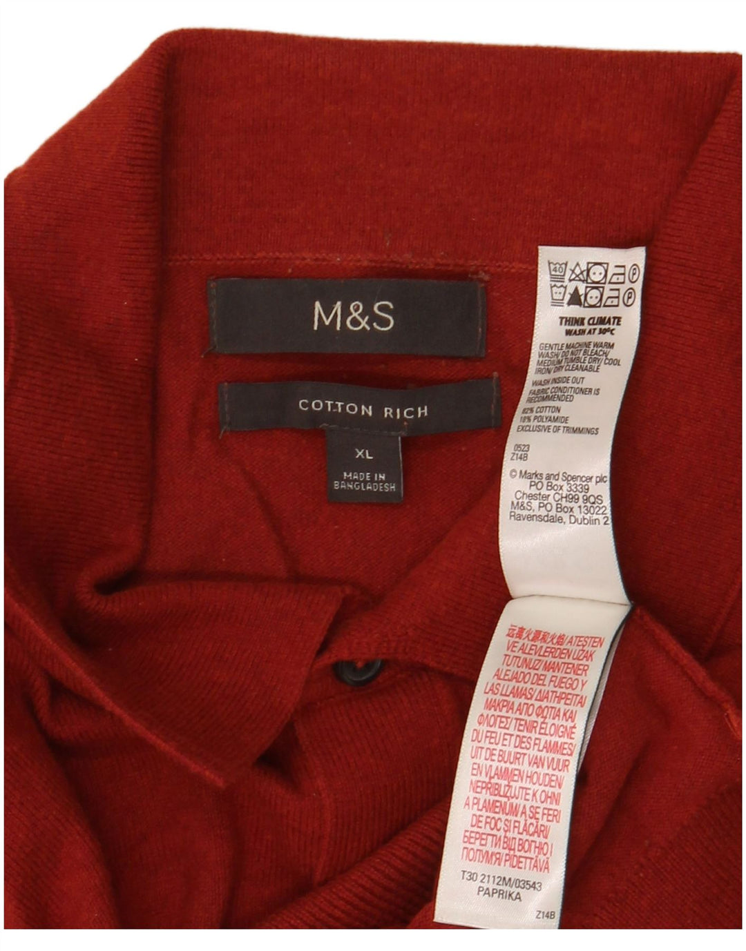 Marks & Spencer Herre Polo Neck sweater XL Rød Bomuld