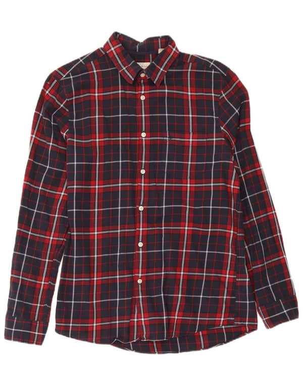 Jack Wills Herre Classic Fit Flannel skjorte Medium Blue Ternet Bomuld
