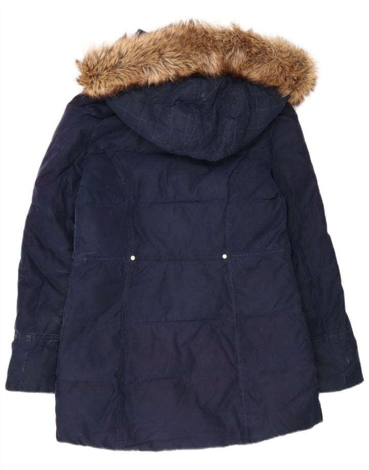 Nautica Dame Hætte Oversized Polstret Frakke UK 10 Small Navy Blue