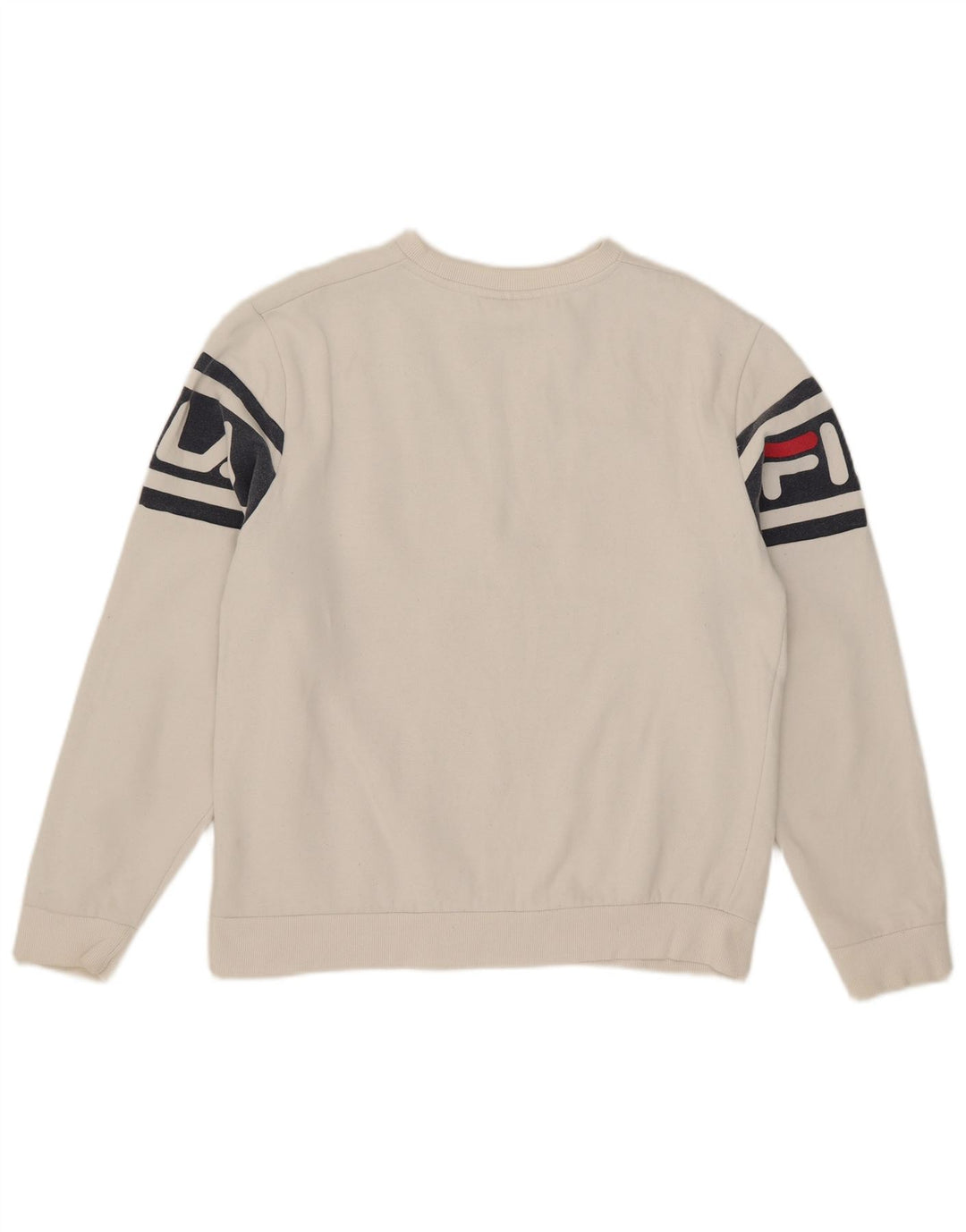 Fila Herre Grafisk Sweatshirt Jumper Stor Hvid Colourblock Bomuld
