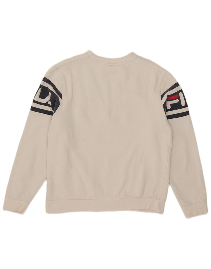 Fila Herre Grafisk Sweatshirt Jumper Stor Hvid Colourblock Bomuld