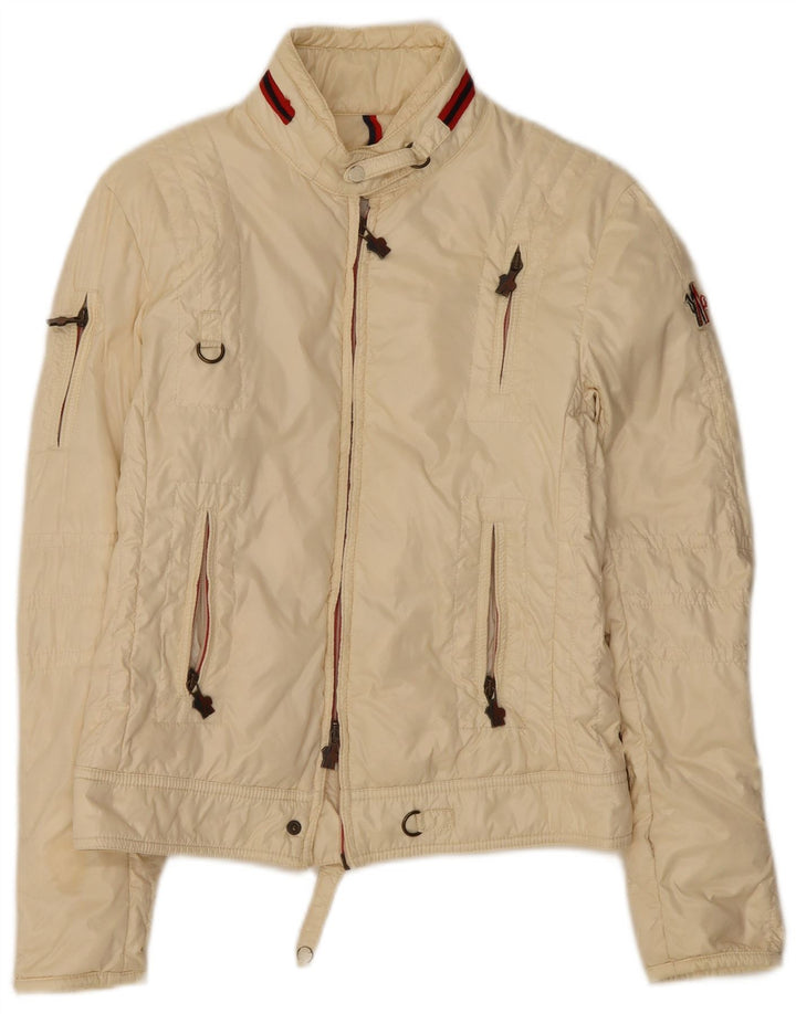 Moncler Womens Bomber Jacket Størrelse 1 Small Off White Polyamid