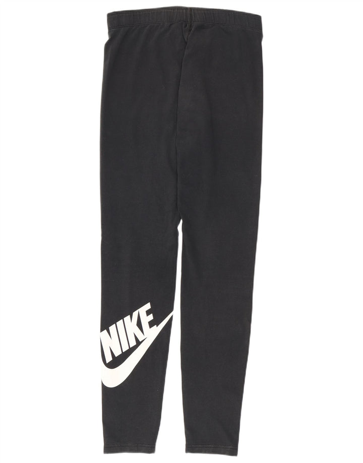 Nike Dame Grafiske Leggings UK 12 Medium Sort Bomuld