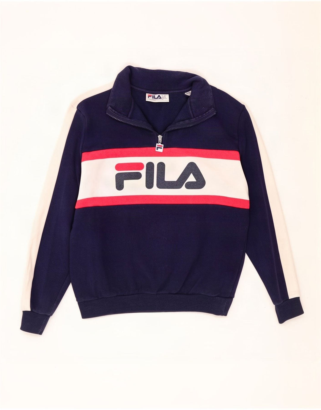 Fila Herre grafisk sweatshirt Jumper IT 50 Medium Navy Blue Colourblock
