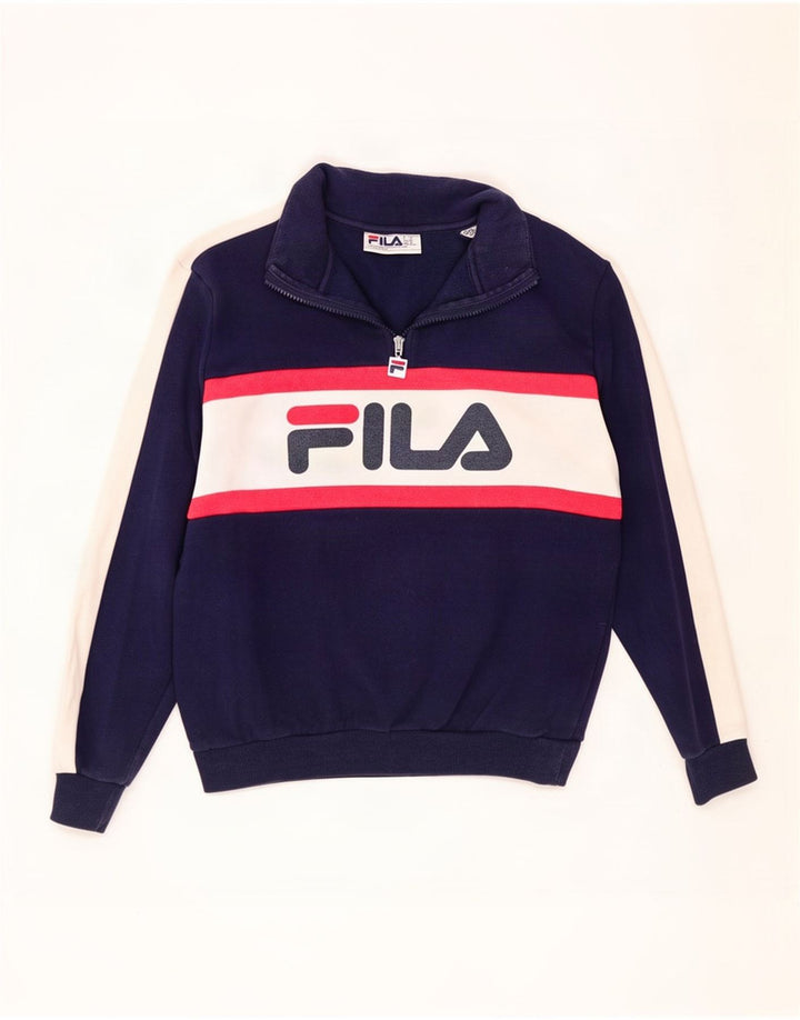 Fila Herre grafisk sweatshirt Jumper IT 50 Medium Navy Blue Colourblock