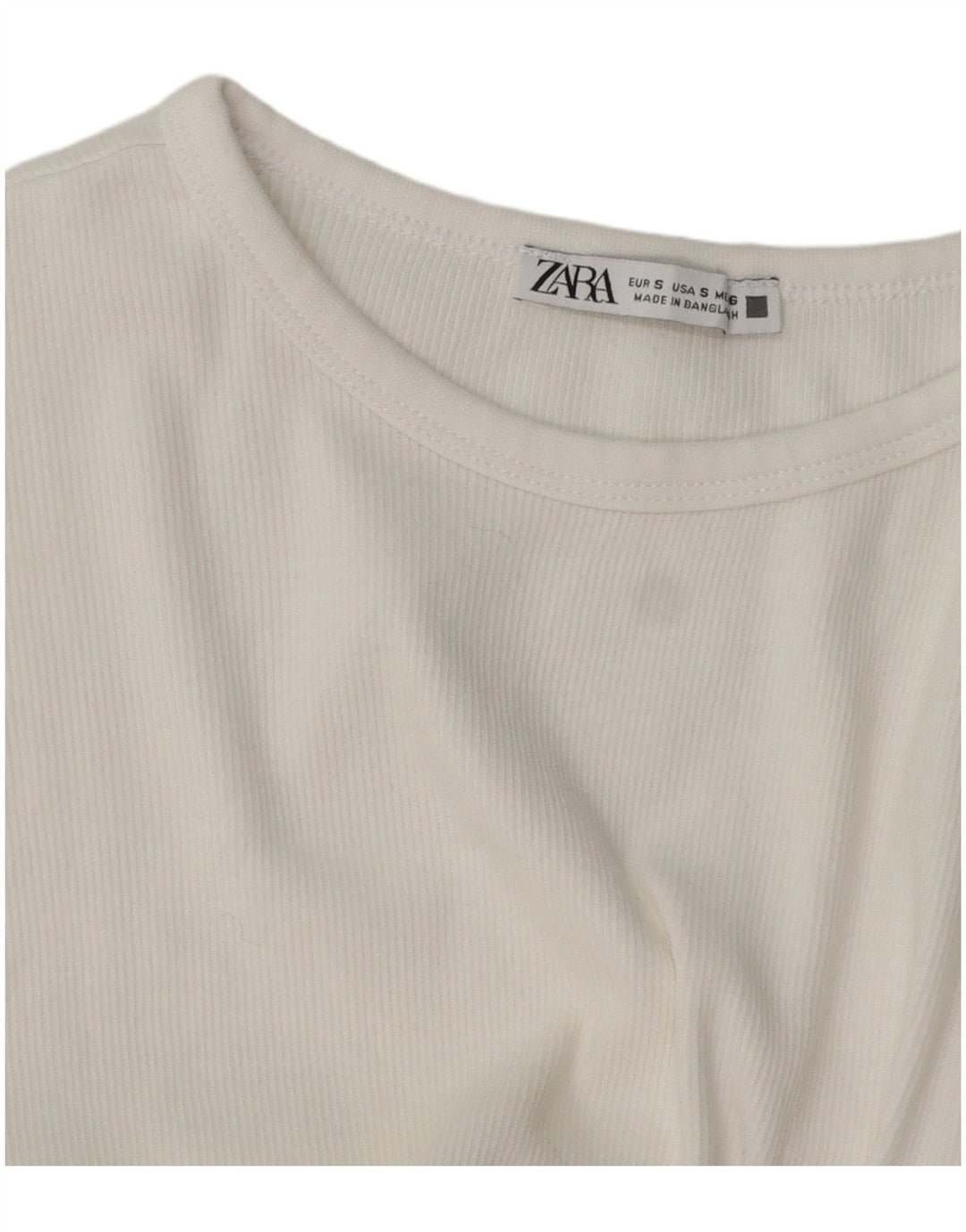 Zara Dame T-Shirt Top UK 10 Small White