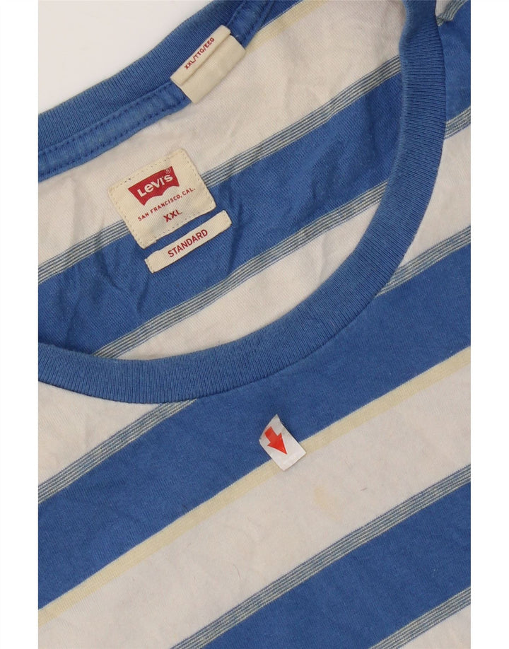 Levi's Herre Standard T-Shirt Top 2XL Blå Stribet Bomuld