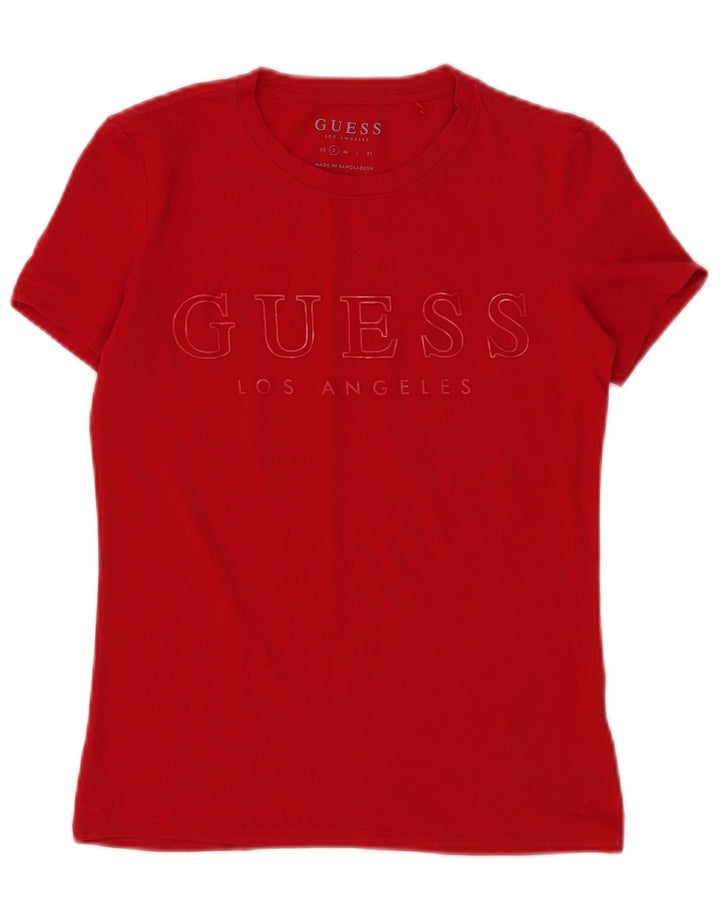 Guess Graphic T-Shirt Top UK 10 Small Red