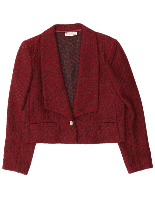 Vintage Dame Crop 1 Knap Blazer Jacket IT 44 Medium Burgundy stribet