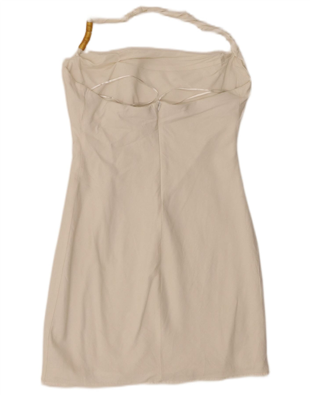 Zara Dame Mini Halter Dress UK 14 Large White Viscose
