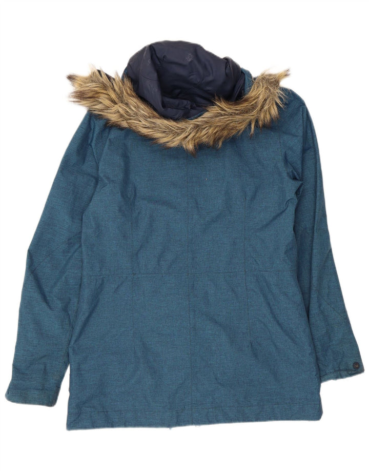 Jack Wolfskin Dame Hooded Parka Jacket UK 10 Small Blue Polyester