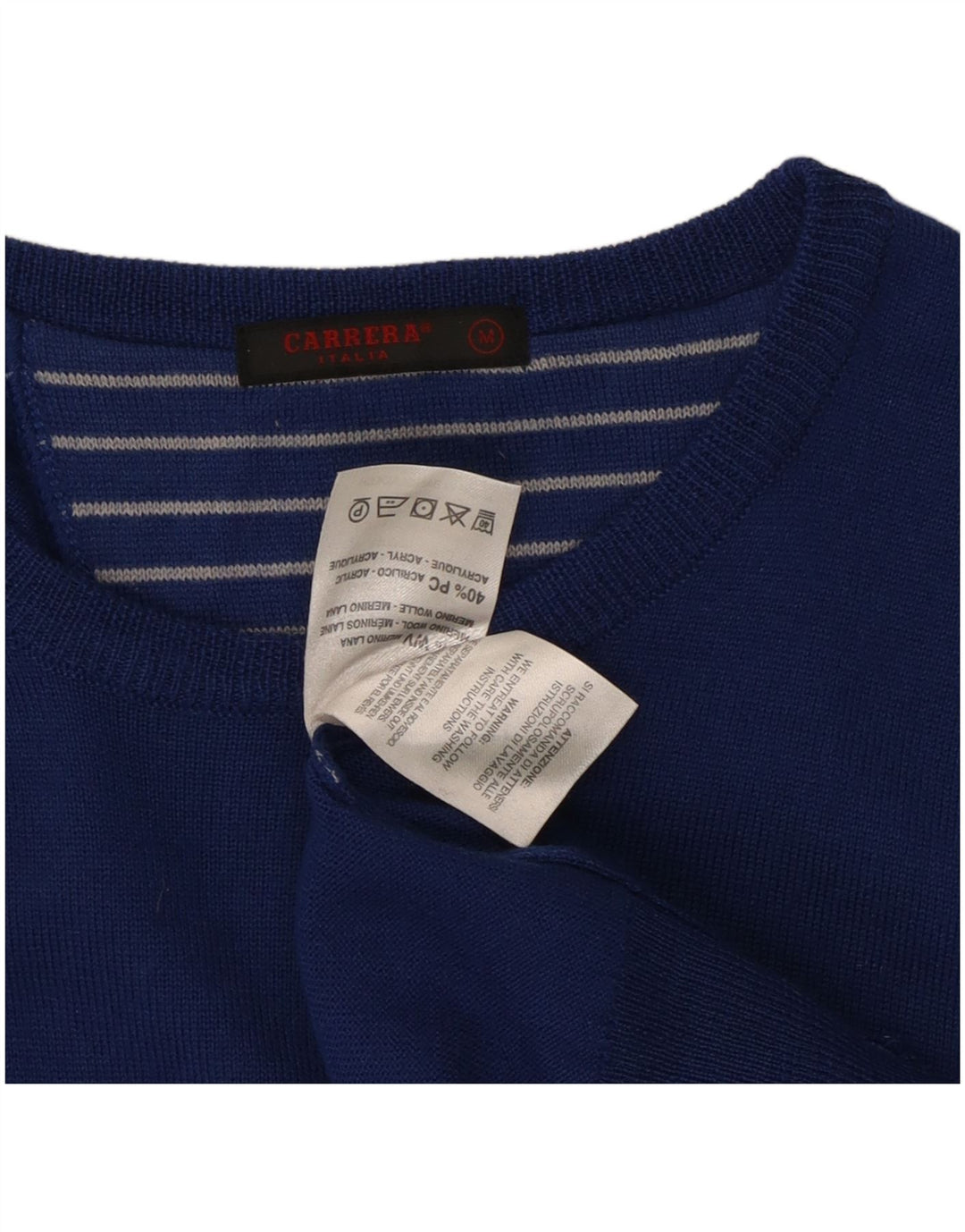 Carrera herre sweater med rund hals, medium blå uld