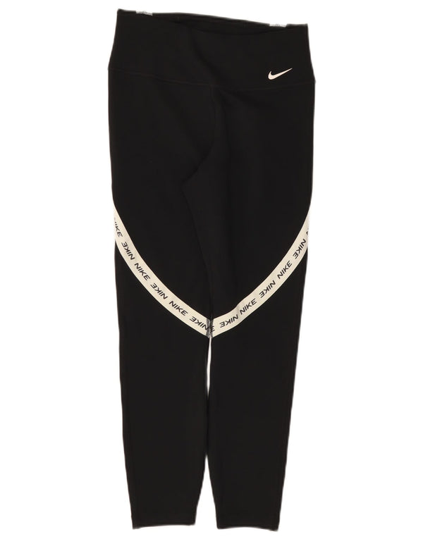 Nike Dame Dri Fit Graphic Crop Leggings UK 8 Small Black Colourblock