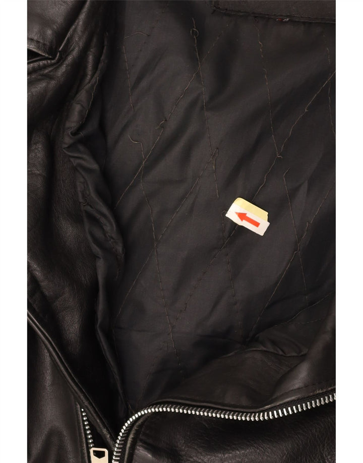 VINTAGE Herre Læder Biker Jacket UK 36 Lille Sort