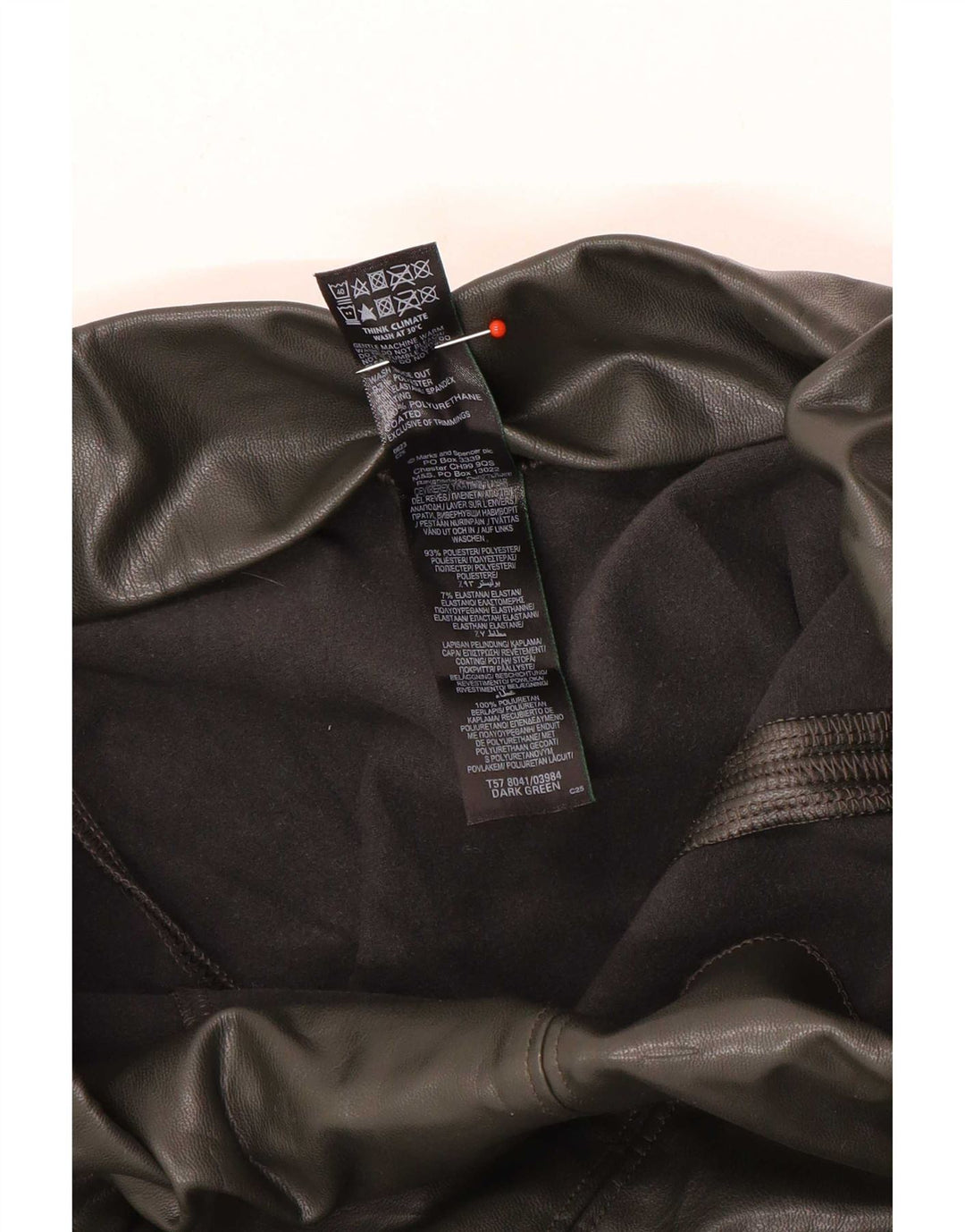 Marks & Spencer Dame imiteret læder Leggings UK 12 Medium Green