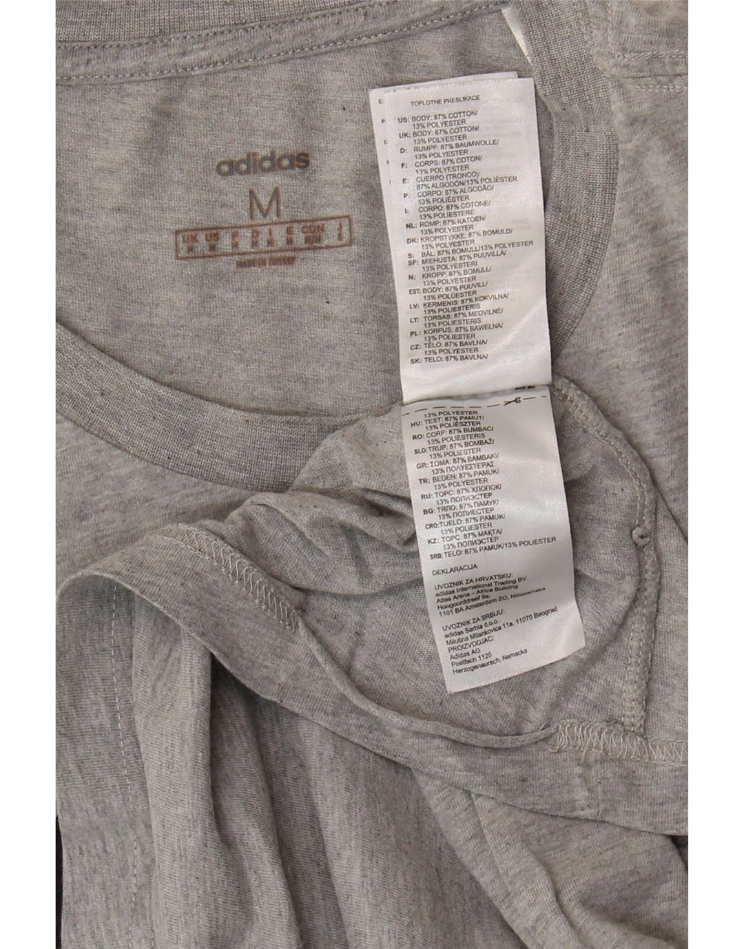 ADIDAS Mens Graphic T-Shirt Top Medium Grey Cotton Vintage Adidas and Second-Hand Adidas from Messina Hembry 