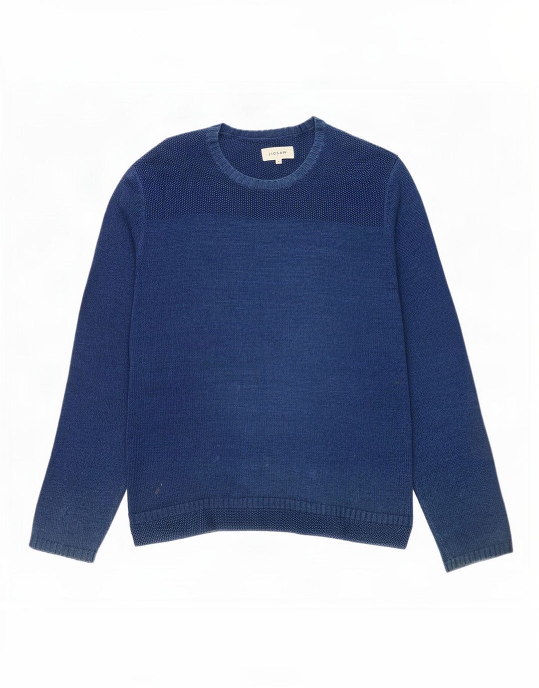 Stiksav Herre Crew Neck Jumper Sweater Medium Blue Bomuld