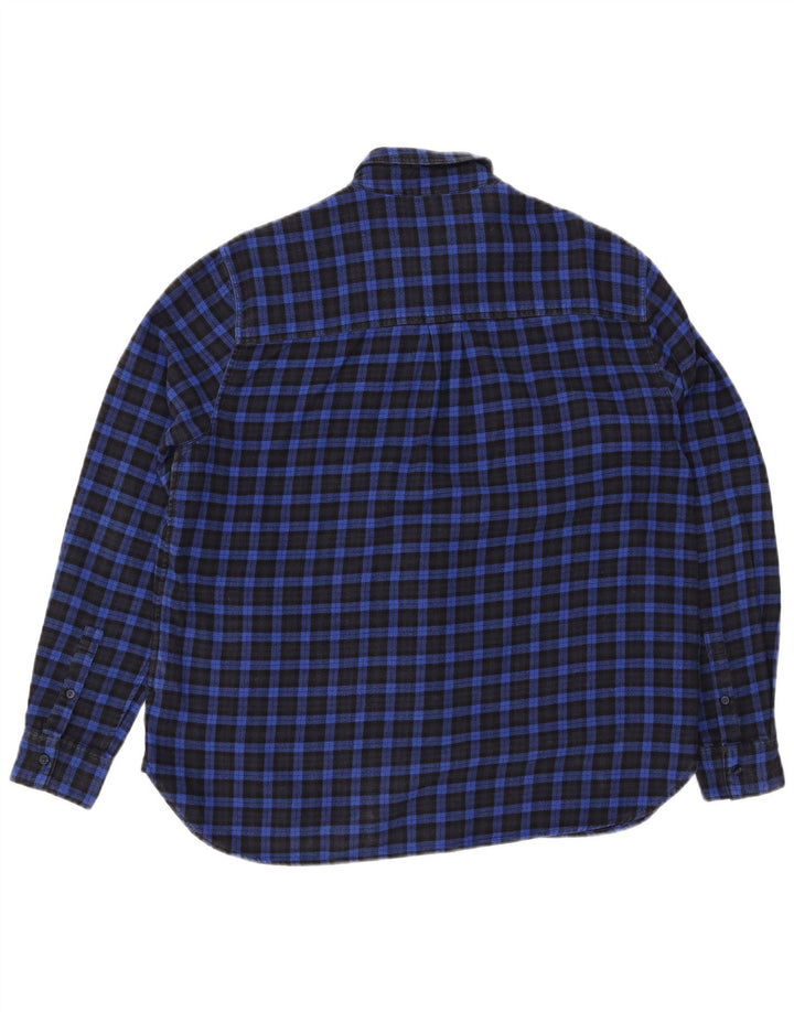 JACK WILLS Dame flannel skjorte UK 14 Stor marineblå ternet bomuld