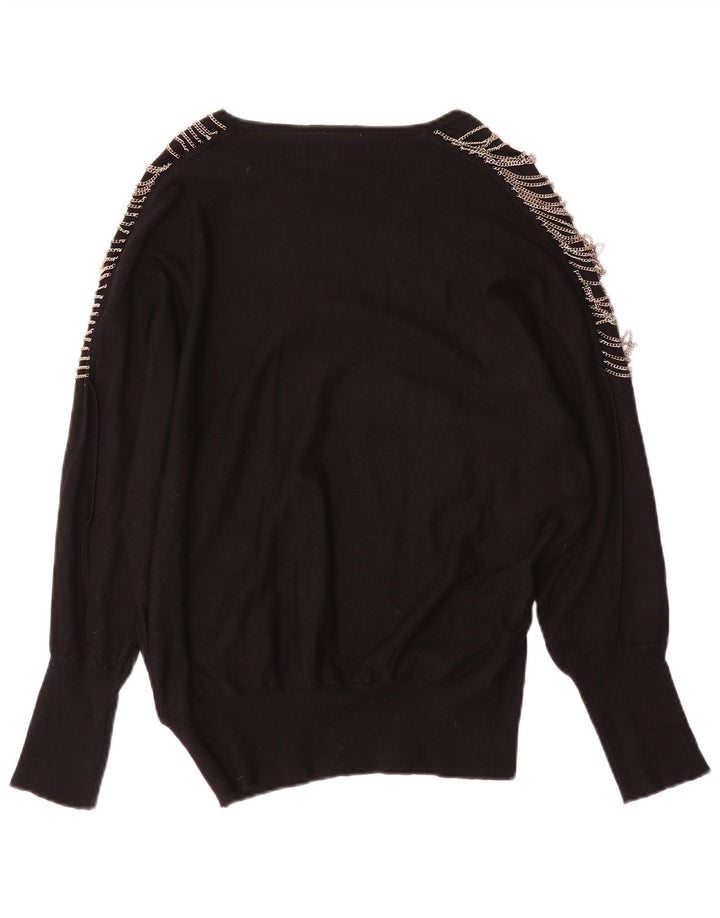 Phase Eight Dame Boat Neck Jumper Sweater UK 14 Medium Black Viscose
